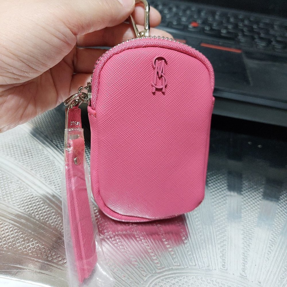 Steve Madden Handbag Keychain Mini Clip On Bag Accessory Pretty Pink